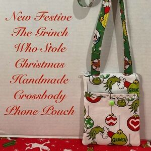 HOLIDAY THE GRINCH WHO STOLE CHRISTMAS HANDMADE CROSSBODY PHONE POUCH